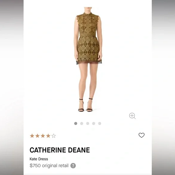 Catherine Deane Gold Lace Kate Dress - US Size 12 - Picture 4 of 8